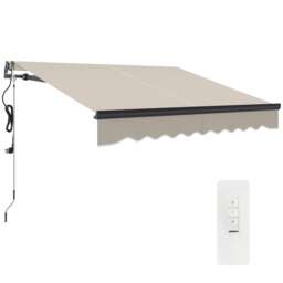 Outsunny 2.5 x 2m Electric Retractable Awning w/ Aluminium Frame Beige White 1