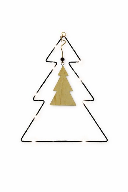 St Helens METAL Christmas TREE SHAPE WOODEN HANGING CENTRE