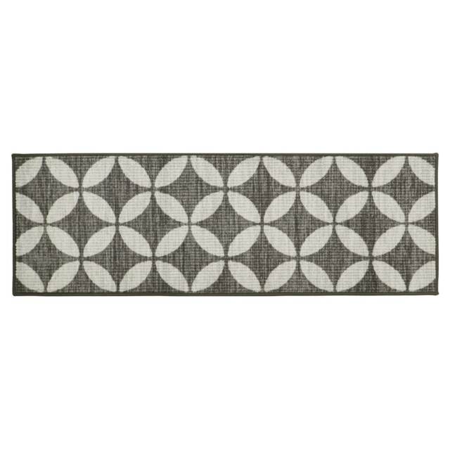 JVL Fiora Machine Washable Doormat, 50x150cm - Pewter
