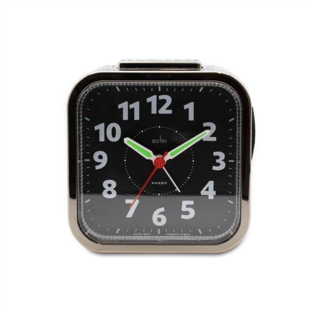 Acctim Otis Non-Ticking Sweep Bell Alarm Clock Silver Titanium