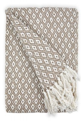"Stockholm Collection Recycled Cotton Throw in Taupe (90"" x 100"") Brown Natural"
