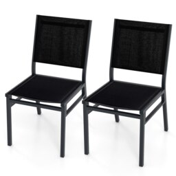 COSTWAY 2Pcs Outdoor Dining Chairs Patio Armless Chair Black