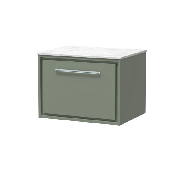 Balterley Framed Design Wall Hung Single Drawer Vanity with Marble Worktop Green Reed Green 449 x 610 x 460mm