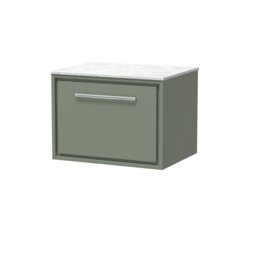 Balterley Framed Design Wall Hung Single Drawer Vanity with Marble Worktop Green Reed Green 449 x 610 x 460mm
