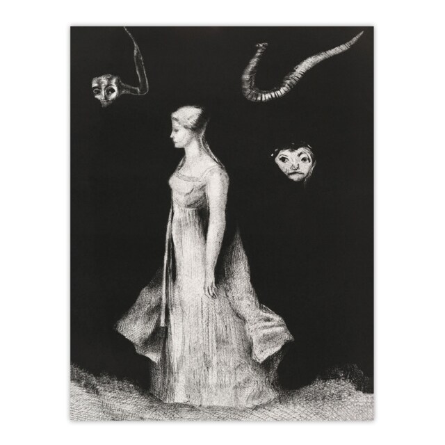 "Haunting Ghostly Female Figure Redon Vintage Huge Wall Art Poster Print 24X32"""