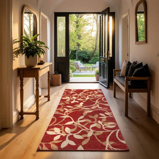 LIVABLISS Riley-Vintage Traditional Boho Rug 80 x 220 cm Red Beige Brown