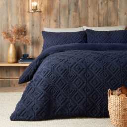 Fusion Geo Fleece Duvet Cover Set Navy