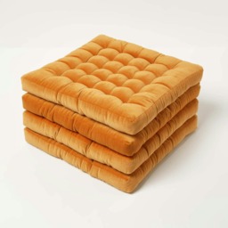 Homescapes 4 x Seat Pads Luxury Cotton Velvet Indoor Outdoor Garden Dining Cushion Orange 40 x 40 cm 4