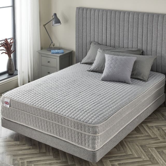 Grey Bubble Pocket Spring Mattress with Memory Foam - Medium Firm White White Super King