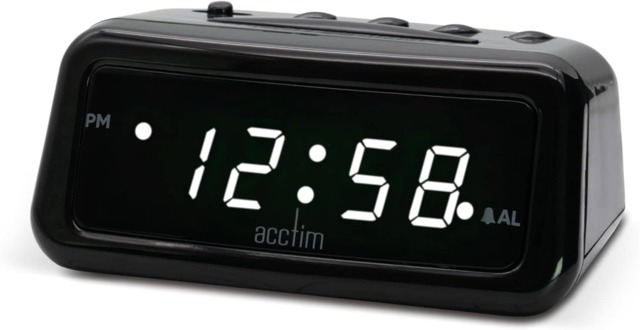 Acctim Cory 0.6 inch LED Display USB-C Smart Connector Digital Alarm Clock Black Black/White