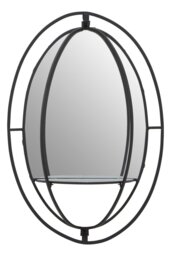 Avento Oval Shelved Black Wall Mirror