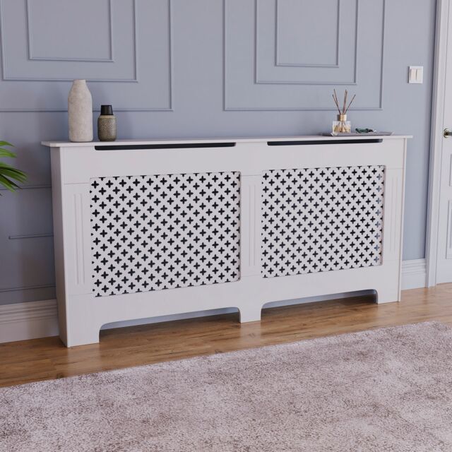 Vida Designs Oxford Radiator Cover Painted MDF Cabinet, White, 172cm