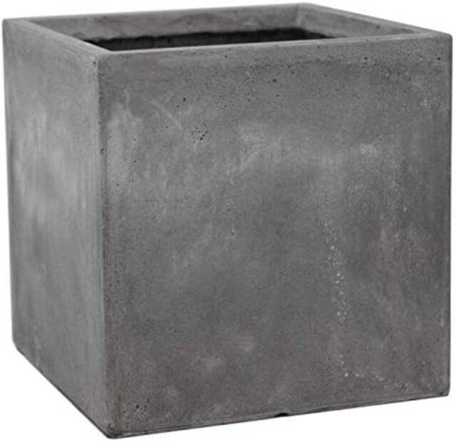 Primrose Garden Fibrecotta Cement Finish Square Cube Outdoor Planter 50cm