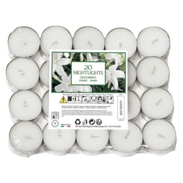 Aladino Jasmine Tea Lights (Pack of 20) White White One Size 1