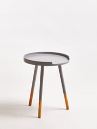 Orsina Grey and Natural Round Side Table, Wooden Side Table, Natural Wood Side Table, Contemporary Grey Side Table