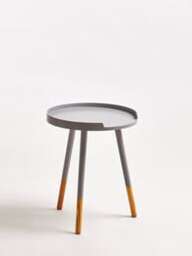 Orsina Grey and Natural Round Side Table, Wooden Side Table, Natural Wood Side Table, Contemporary Grey Side Table