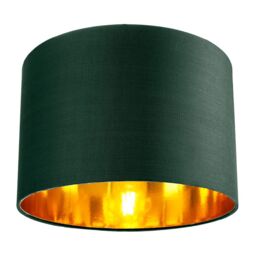 "Contemporary Green Cotton 12"" Table/Pendant Lamp Shade with Shiny Copper Inner Green Forest Green 1"