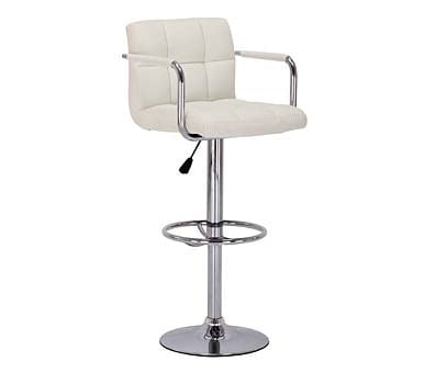 Prime Cream Height Adjustable Bar Chair Stool Arms White Cream