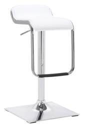 Milano Breakfast Bar Stool, Chrome Footrest, Height Adjustable Swivel Gas Lift, Home Bar & Kitchen Faux-Leather Barstool, White