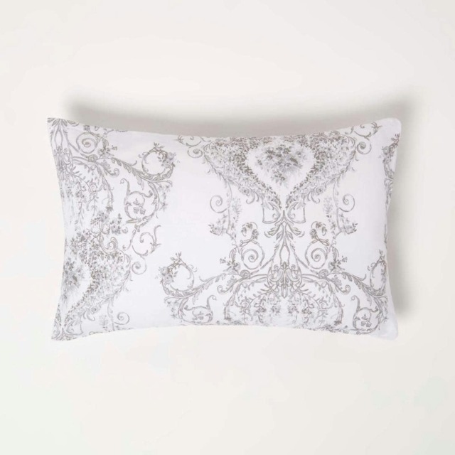 Homescapes Grey French Toile Patterned Rectangular Cushion - 30 x 50 cm Grey 30 x 50 cm 1