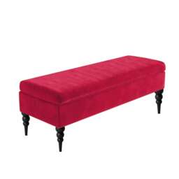 Sierra Plain 137cm Ottoman Storage Bench - Plush Velvet Shoe Bench - Red Upholstery Footstool with Storage