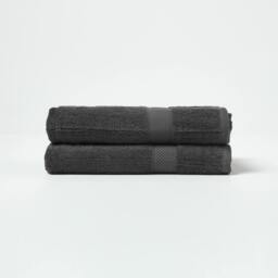 Homescapes Turkish Cotton Bath Towel Set of 2 - Black Black Bath towel 2