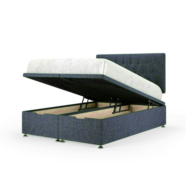 Midnight Linen Ottoman Base and Lona Headboard Super King Multi