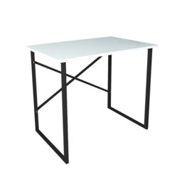 90cm Wooden Computer Desk Modern Study Table Workstation With Metal Legs Black White 1