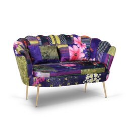 Fabric Patchwork 2 Seater Accent Loveseat Sofa DAISY