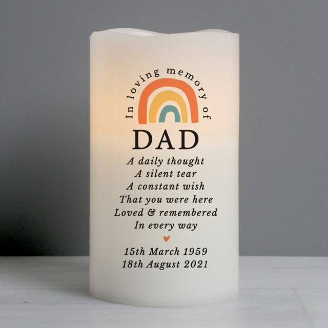 Personalised In Loving Memory Rainbow LED candle Cream One Size
