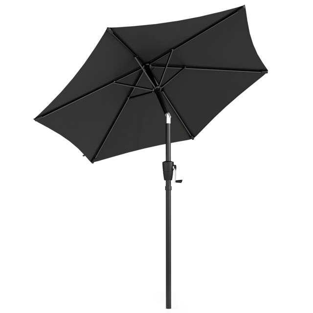Outsunny Garden Parasol, 2m Outdoor Table Parasol Umbrella with Tilt Black Black Diameter 196 x 221 cm