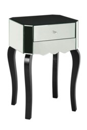 Interiors by Premier Black and White Mirrored 1 Drawer Side Table, Mirrored Side Table, Black and White Side Table with Storage Silver