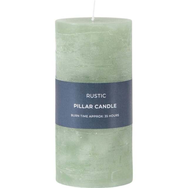 Candles: 2 x 14cm x 7cm Pillar Candle, Sage Green