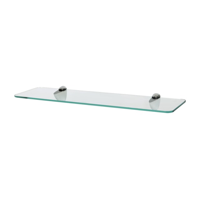 Harbour Housewares Rounded Floating Glass Shelf - 50cm - Metallic Brackets - Bathroom Shower Storage Vanity Display Unit Shelf Silver Chrome 1