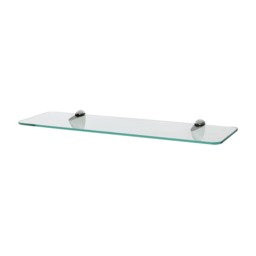 Harbour Housewares Rounded Floating Glass Shelf - 50cm - Metallic Brackets - Bathroom Shower Storage Vanity Display Unit Shelf Silver Chrome 1