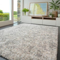 KUKOON Soft Mottled Silver Shaggy Rug – Thick High Pile Luxury Area Carpet for Living Room & Bedroom 160cm x 230cm