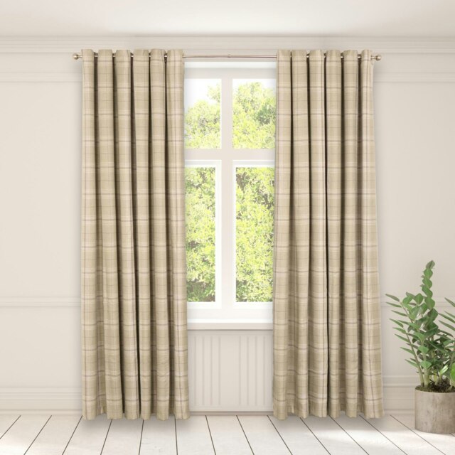 "OHS Woven Check Textured Eyelet Curtains, 90x90"" - Sage Green"