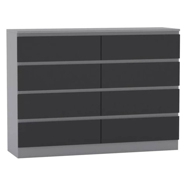 Minimalist Chest of 8 Drawers - 88.3x120x35cm Grey Grey & Black 1