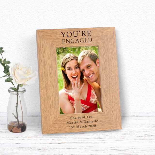 Personalised Youre Engaged Wood Picture Frame 7 x 5 Engagement Gift