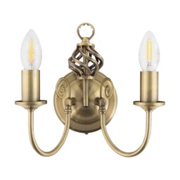 Barley Twist - Antique Brass Wall Light Yellow 1