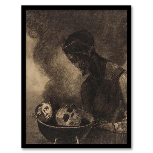 "Cauldron of the Sorceress Redon Vintage Framed Wall Art Print 12X16"""