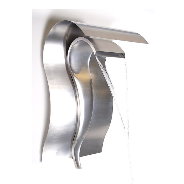 Cascading Swan Silver Metal Wall Mounted Stainless Steel Water Feature H75cm