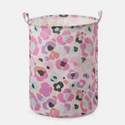 OHS Leopard Print Clothes Shoes Toy Laundry Pop Up Organiser Storage Basket Pink