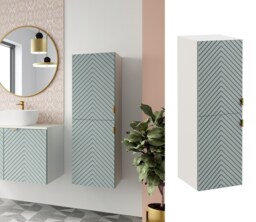 Tall Bathroom Storage Cabinet Wall Hung Tallboy Narrow Slim Tall Boy Unit Fluted Green Cara