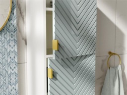 Bathroom Wall Cabinet Tall Floating Storage Unit Ribbed Fluted Door Green Narrow Slim Tallboy Cara