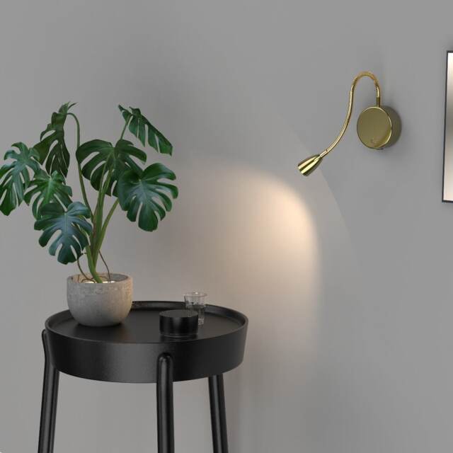CGC MATILDA Satin Gold Adjustable Flexible Neck LED Rechargeable Magnetic USB-C Bedside Wall Light