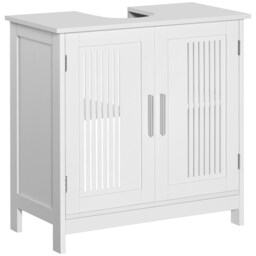 kleankin Modern Under Sink Cabinet with 2 Doors, Bathroom Vanity Unit, Pedestal Under Sink Design, Storage Cupboard with Adjustable Shelves, White White White