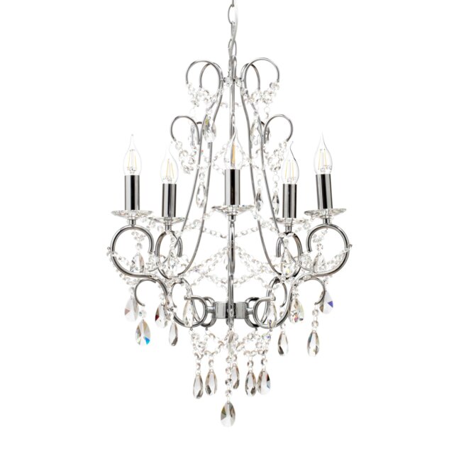 BHS Viola 5 Light Chandelier, Silver