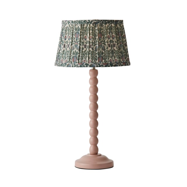 ValueLights Bobbin Pink Table Lamp Floral Pleated Shade