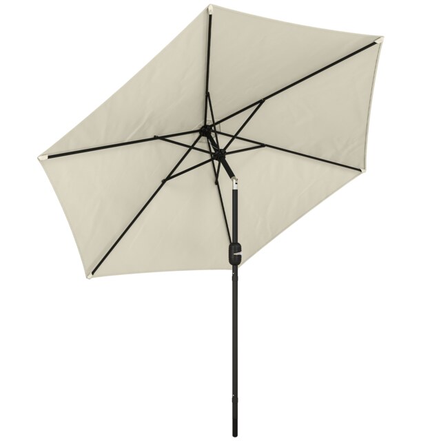 Outsunny 2.6M Garden Parasol Umbrella with Aluminium Pole, Tilt, Crank Cream Cream Dia. 2.65 x 2.3H m